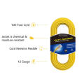 100ft 12/3 SJTW 3 Prong Outdoor Heavy Duty Extension Cord With Light-Great for Commercial Use, Gardening (100 Foot)